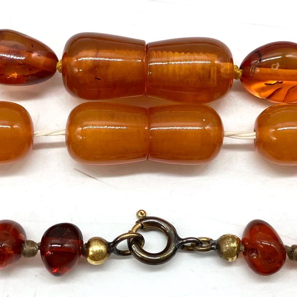 ■琥珀・鼈甲ネックレス3点おまとめ■n 約92.0g コハク こはく アンバー べっ甲 べっこう amber necklace accessory jewelry DA0_画像3