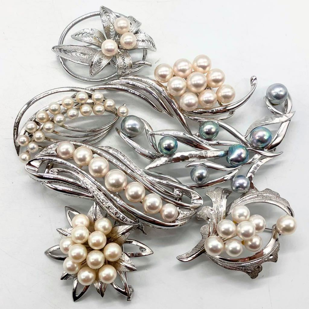 ■アコヤ本真珠ブローチ16点おまとめ■n 約180.0g あこや 真珠 バロック ベビー パール pearl broach accessory jewelry silver CE0_画像4