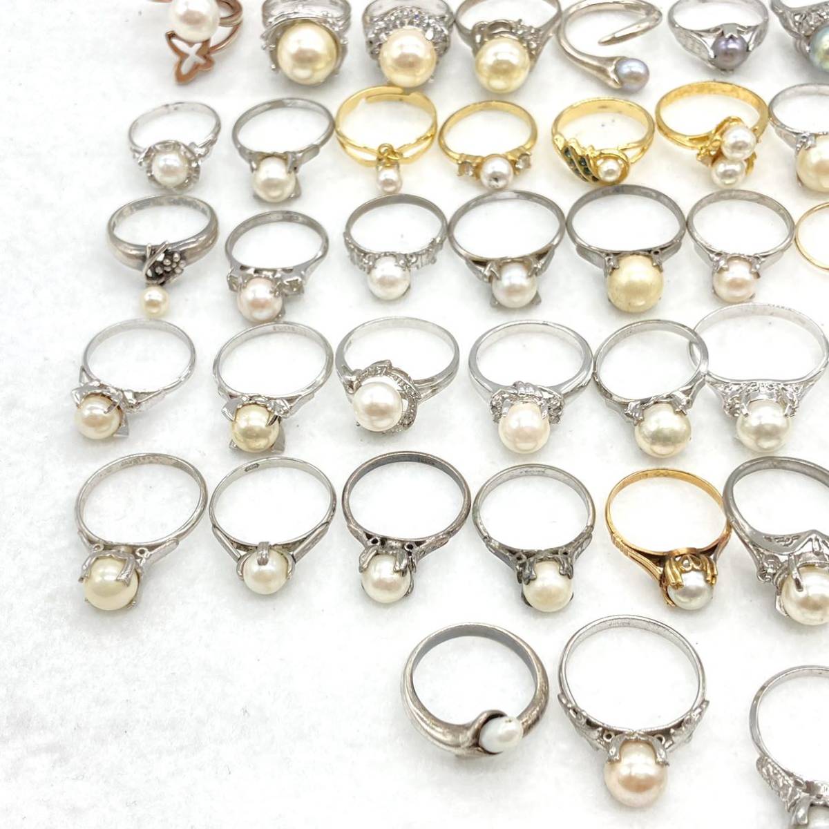 ■パールリングおまとめ■n約220.5g パール pearl Pearl 貝パール アコヤ 淡水 accessory リング ring シルバー silver CE0_画像4
