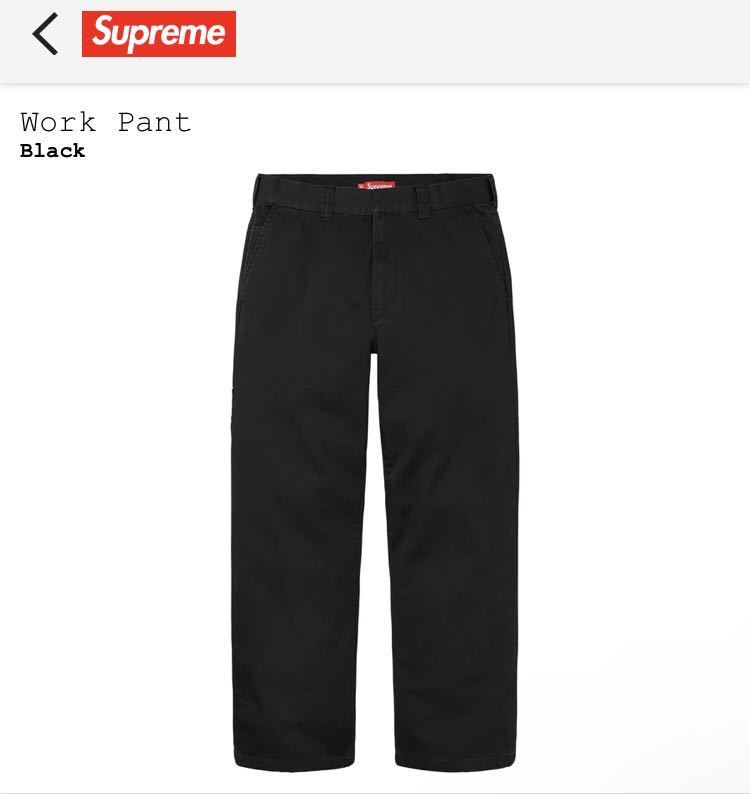 新品 23FW Supreme Work Pant 34 Blackブラック ワークパンツ チノパンツ Chino チノ シュプリーム _画像1