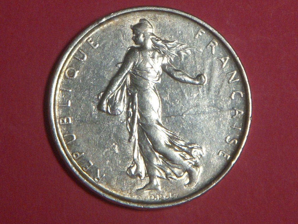 本物銀貨 フランス ５フラン銀貨 1960年鋳造 黒ケースなし 大人気 希少品の画像7