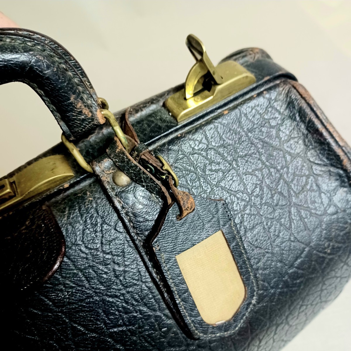 犀皮】稀少☆Rhino Skin サイ革 ヴィンテージ ドクター バッグ 犀皮】稀少☆Rhino Skin サイ革 ヴィンテージ ドクター バッグ
