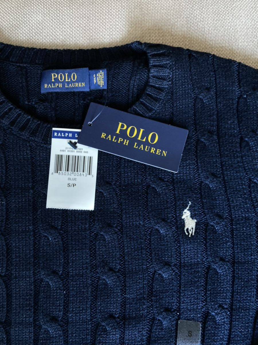 新品未使用値札付き 人気商品　POLO RALPH LAUREN　 ケーブルニット　ネイビー　XSサイズ長袖 セーター_画像4