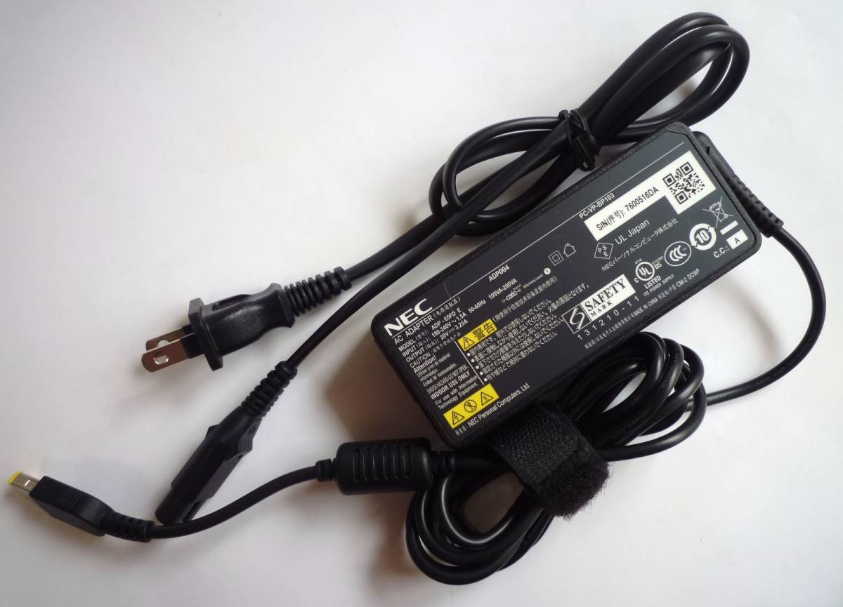 NEC ACアダプター 電源アダプター ADP-65FD E 20V 3.25A ノートパソコン用 角型　ADP004　PC-VP-BP103　電源ケーブル付き_画像1