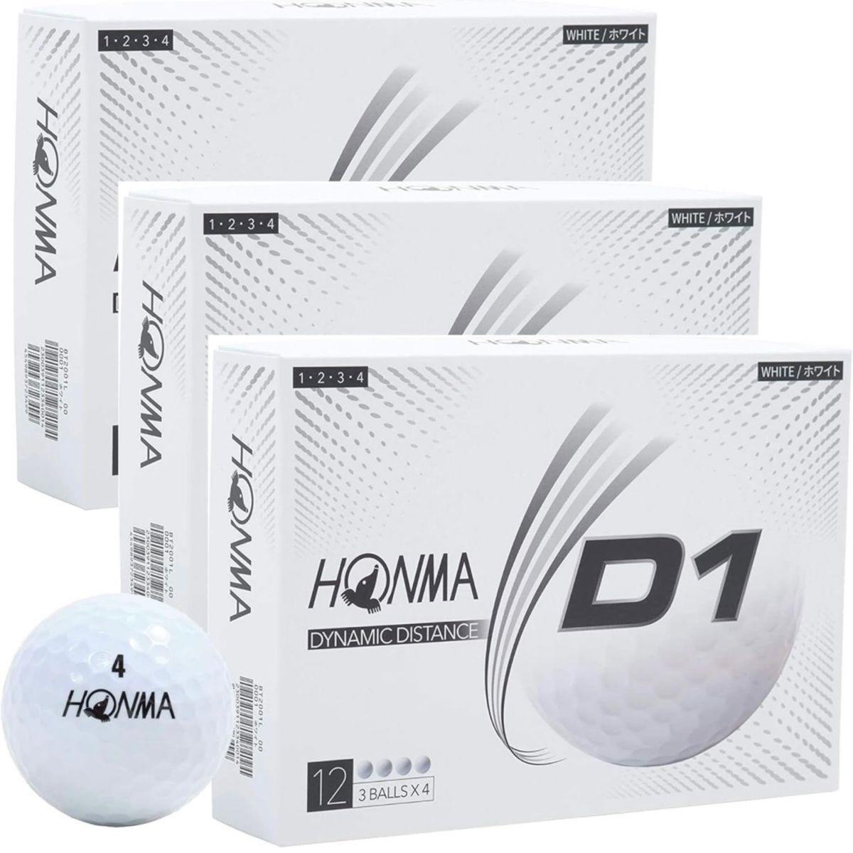 HONMA 本間ゴルフボール D1 2020モデル ホワイト 12球入り／ダース×3箱セット（合計36球）