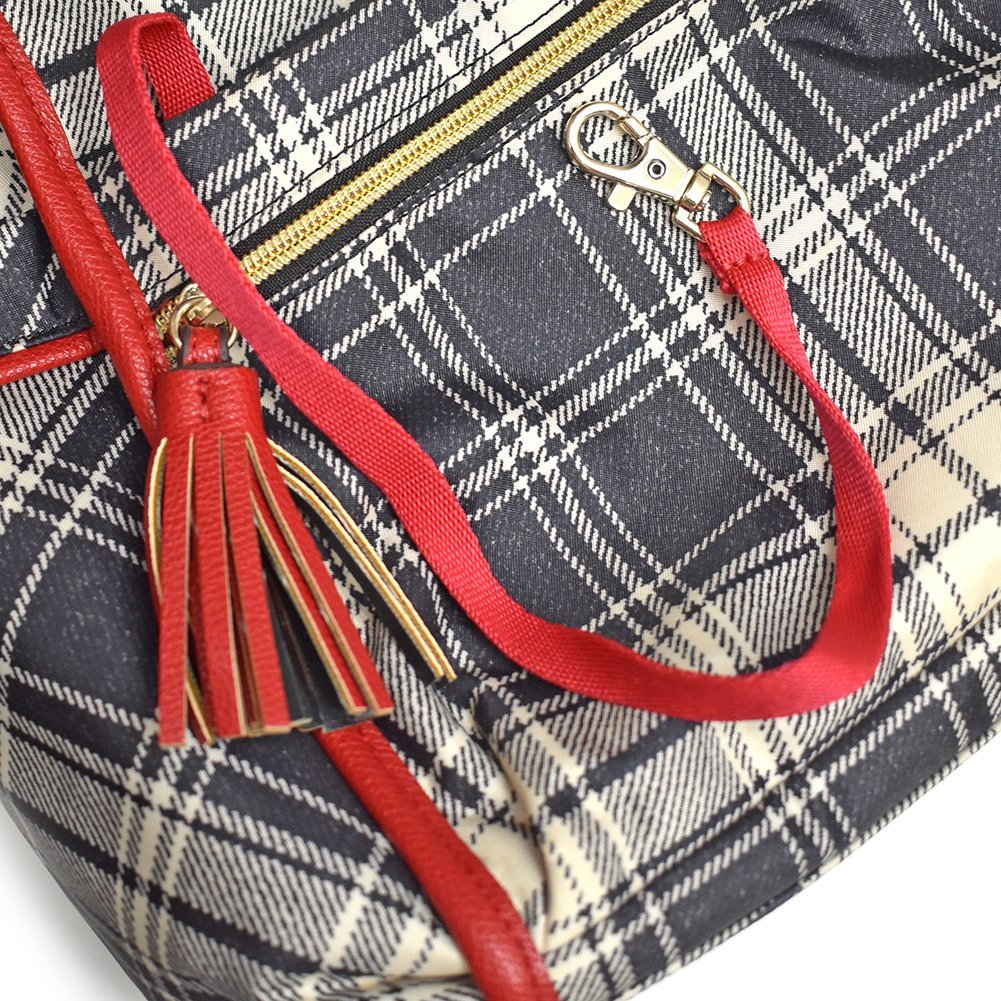 Kinloch Anderson[ gold lock under son] rucksack check pattern × red nylon lady's [ used ]