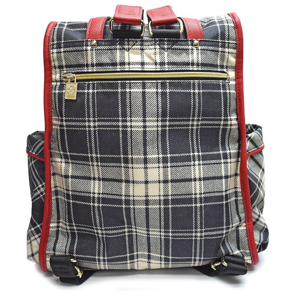 Kinloch Anderson[ gold lock under son] rucksack check pattern × red nylon lady's [ used ]