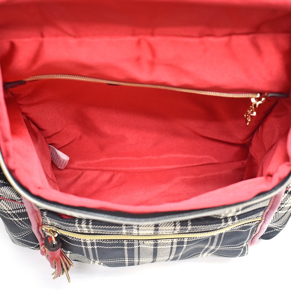 Kinloch Anderson[ gold lock under son] rucksack check pattern × red nylon lady's [ used ]