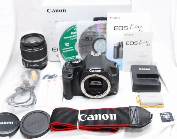 【美品・主要付属品完備 SDカード付き】Canon キャノン Kiss X2 EF-S 18-55mm IS_画像1