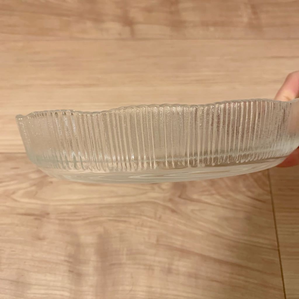 KY48】HOYA ガラス プレート ガラス皿 食器 2個セット 盛り皿 保谷硝子 レトロ の画像4