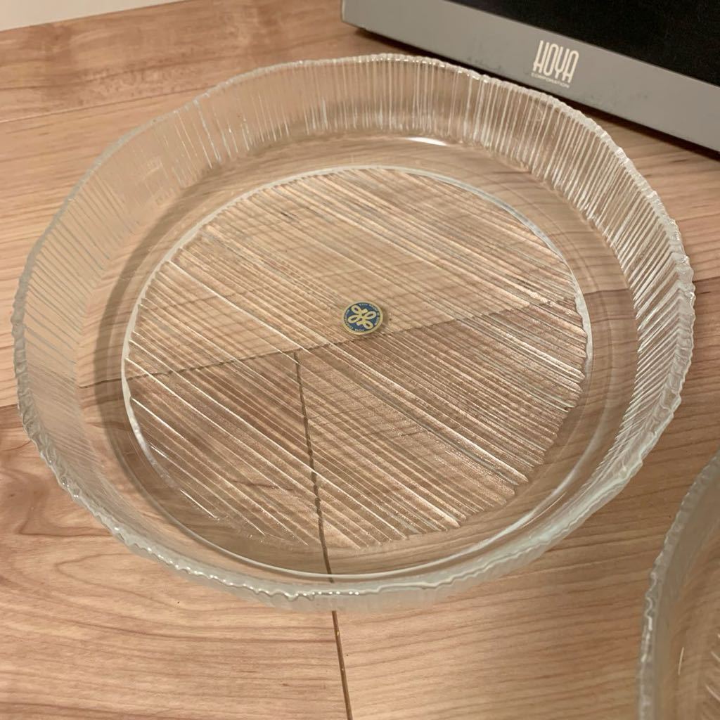 KY48】HOYA ガラス プレート ガラス皿 食器 2個セット 盛り皿 保谷硝子 レトロ の画像2