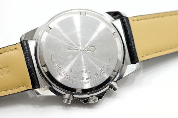 1224　SEIKO Chronograph QZ　　7T92-0FV0　　セイコー クロノグラフ ネイビー文字盤 クォーツ メンズ 腕時計_画像4