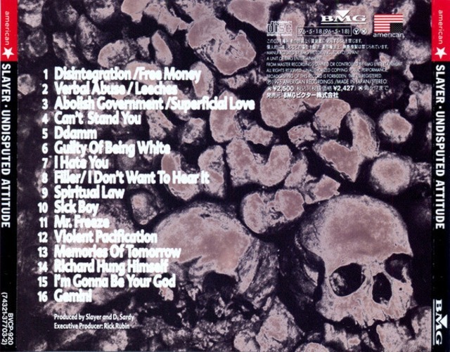 ＊中古CD SLAYER/UNDISPUTED ATTITUDE 1996年作品国内盤 米国スラッシュメタル MEGADETH METALLICA ANTHRAX DEATH ANGEL OBITUARY_画像2