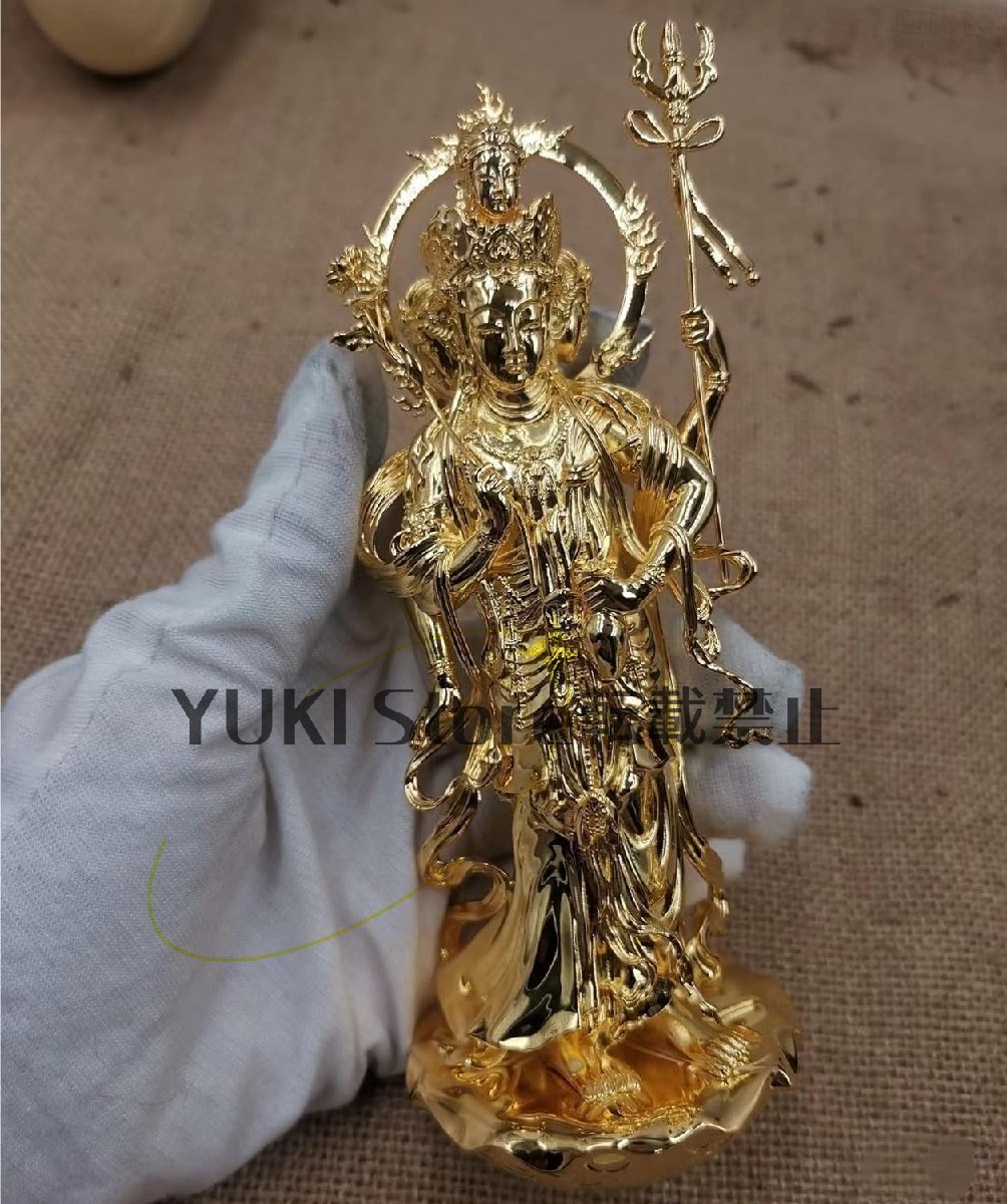 仏像 梵天 立像 精彫造像 真鍮 内部収納あり 経文入れ 総高16cm_画像4