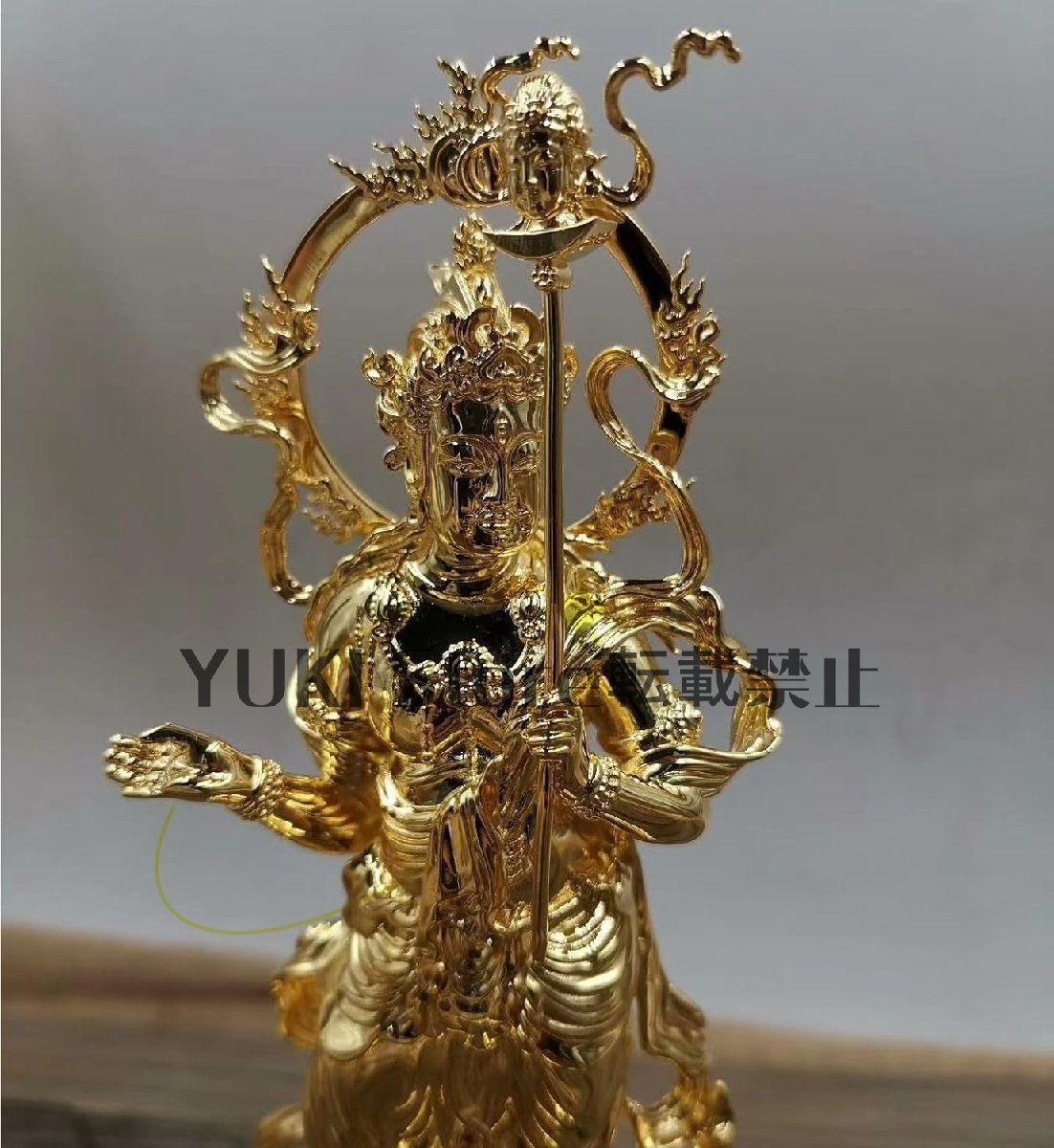 焔摩天 立像 真鍮 仏像 冥界の王、鬼官の総司 総高16cm_画像2