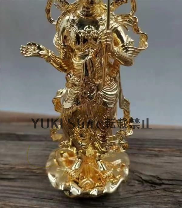 焔摩天 立像 真鍮 仏像 冥界の王、鬼官の総司 総高16cm_画像3
