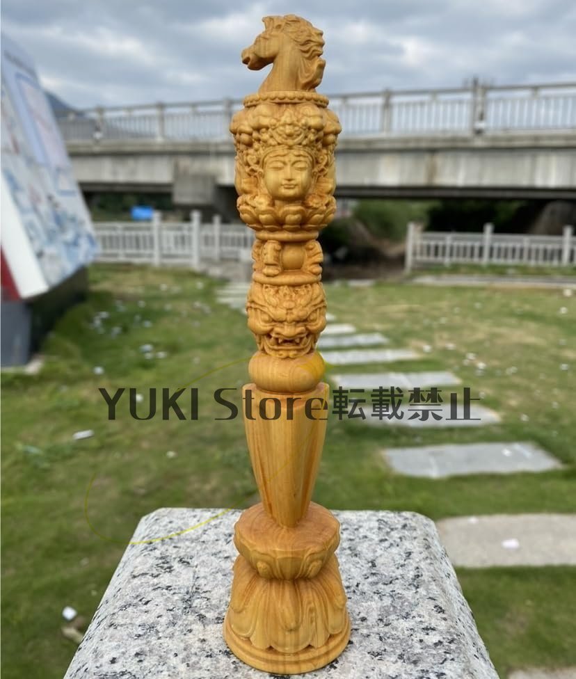 密教法具 寺院仏具 金鋼杵 （馬頭明王）木彫仏具 手道具・金剛杵高さ20cm_画像5