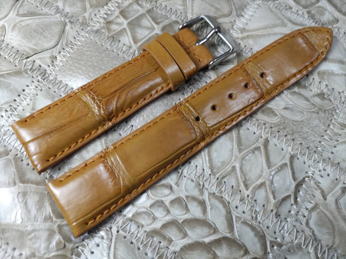  бесплатная доставка подлинный товар крокодил 20mm светло-коричневый прекрасное качество wani кожа рука ремешок для часов 