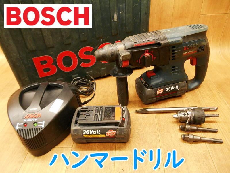 ◆ BOSCH ハンマードリル BGH36V-LI ボッシュ 36V コードレス 充電式 ハンマドリル 充電器 バッテリー2個 電動ドリル 電気 電動 No.2824_画像1