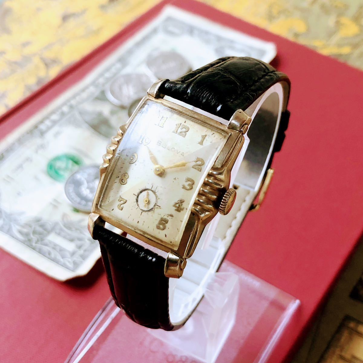 #2676【１円スタート】メンズ 腕時計 ブローバ BULOVA 金メッキ 動作品 アンティーク ヴィンテージ 21石 機械式 手巻き 1954年 ゴールドP _画像2