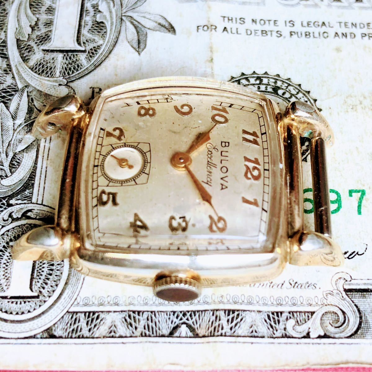 #2810【１円スタート】メンズ 腕時計 ブローバ BULOVA 金張り 不動品 アンティーク ヴィンテージ 機械式 手巻き ゴールドF 1951年 21石_画像6