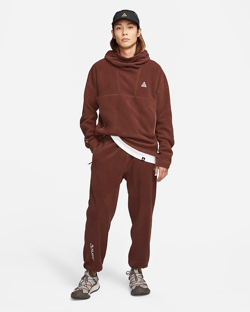 新品 NIKE ACG Polartec pant Lsize 刺繍 ブラウン ナイキ エーシージー ポーラテック ウルフツリー パンツ フリース スウッシュ 保温 _画像7