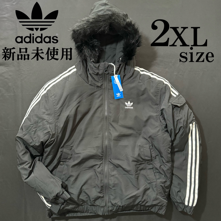 新品 adidas originals ウィンター ボンバージャケット 2XL 黒 アディダス オリジナルス ファーフード 保温 ブルゾン パーカー 秋 冬 服_画像1