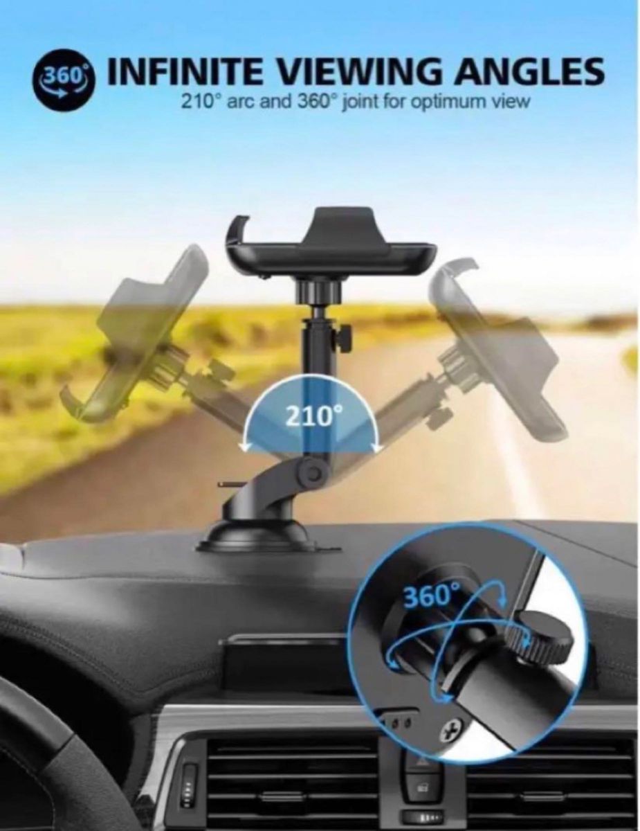 スマホホルダー 車 強力吸盤 車載ホルダー 360°回転 ダッシュボード iPhone Android 4.5〜6.7インチ