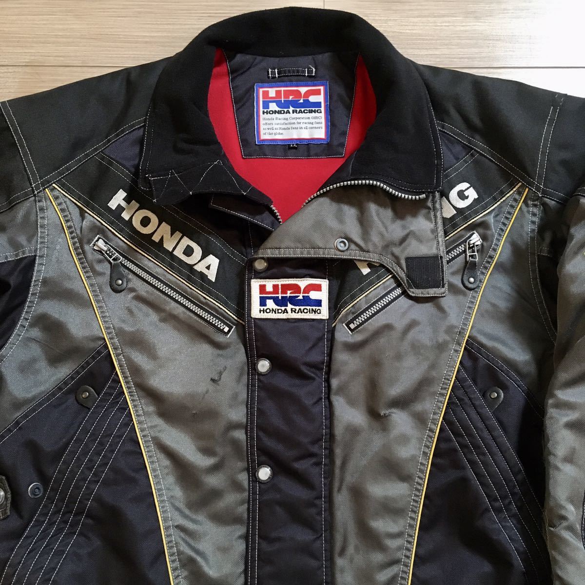 HRC HONDA RACING Jacket ホンダレーシング ライディング ビンテージ ジャケット LLサイズ バイク ツーリング ユーズド 擦れ,穴あり_画像2