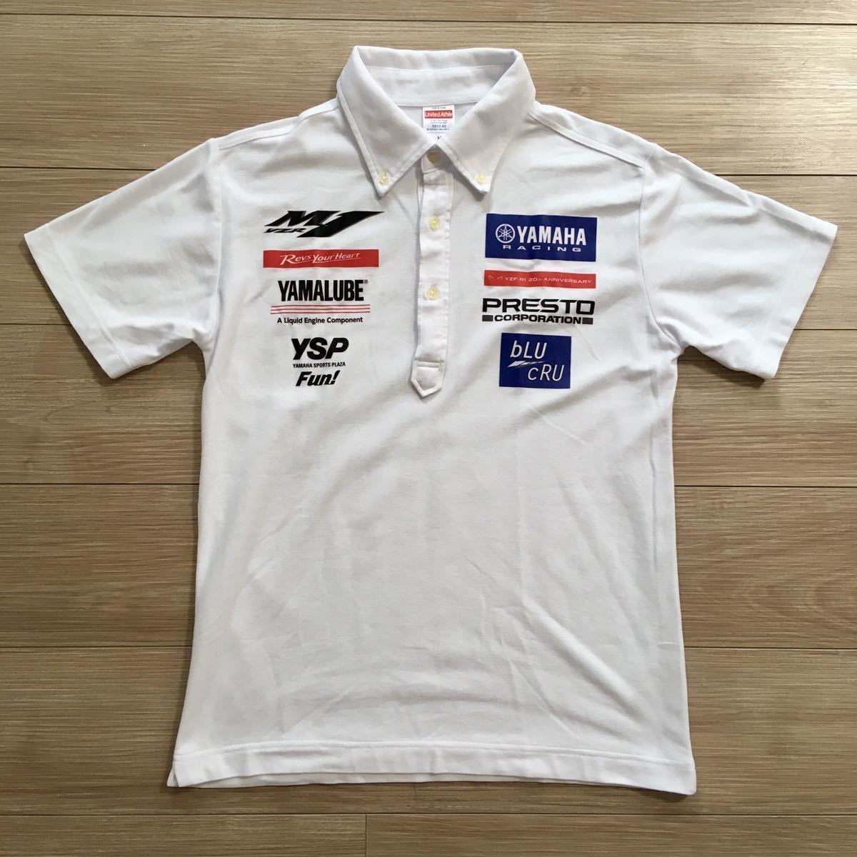 YAMALUBE YAMAHA Racing YZR-M1 Polo shirt Yamalube Yamaha рейсинг рубашка-поло M размер мотоцикл б/у пятно есть ③