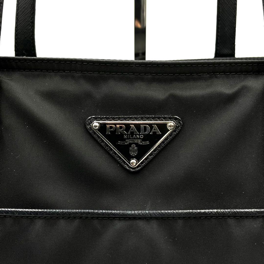 現行型【美品】PRADA プラダ トートバッグ ショルダーバッグ テスート ナイロン ポコノ 三角プレート 1BG052 黒 ブラック ギャランティ