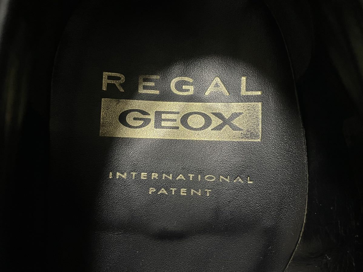 極美品 REGAL GEOX リーガル B2L 6056 W256 25.5cm レザーシューズ ビジネスシューズ コインローファー ローファー Uチップ メンズ 黒_画像8