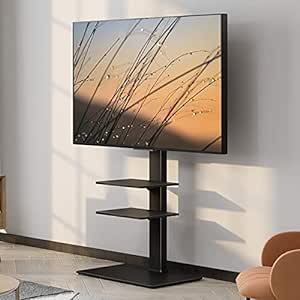 3.二層棚 FITUEYES テレビスタンド 壁寄せテレビスタンド 高さ調節可能 ラック回転可能 ブラック TT307001MB_画像1