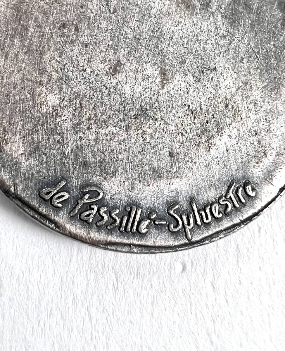 60'sヴィンテージ★de Pastille Silvestre ペンダント ネックレス 七宝 ドゥ・パッシーユ・シルベストル カナダ 牡牛座 牛 シルバーカラー_画像7