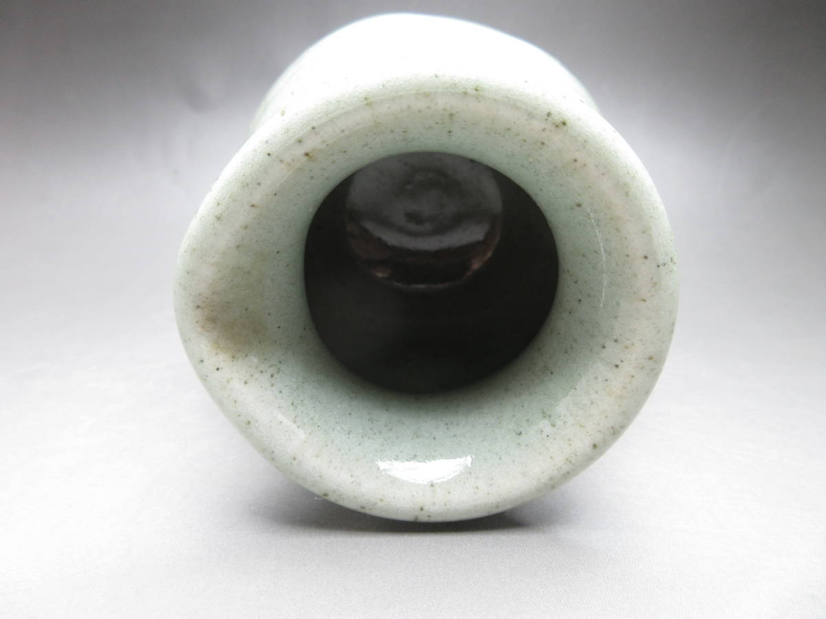 R 51120 ** Zaimei flat Shimizu . celadon Mini sake bottle ** search ) sake cup and bottle 