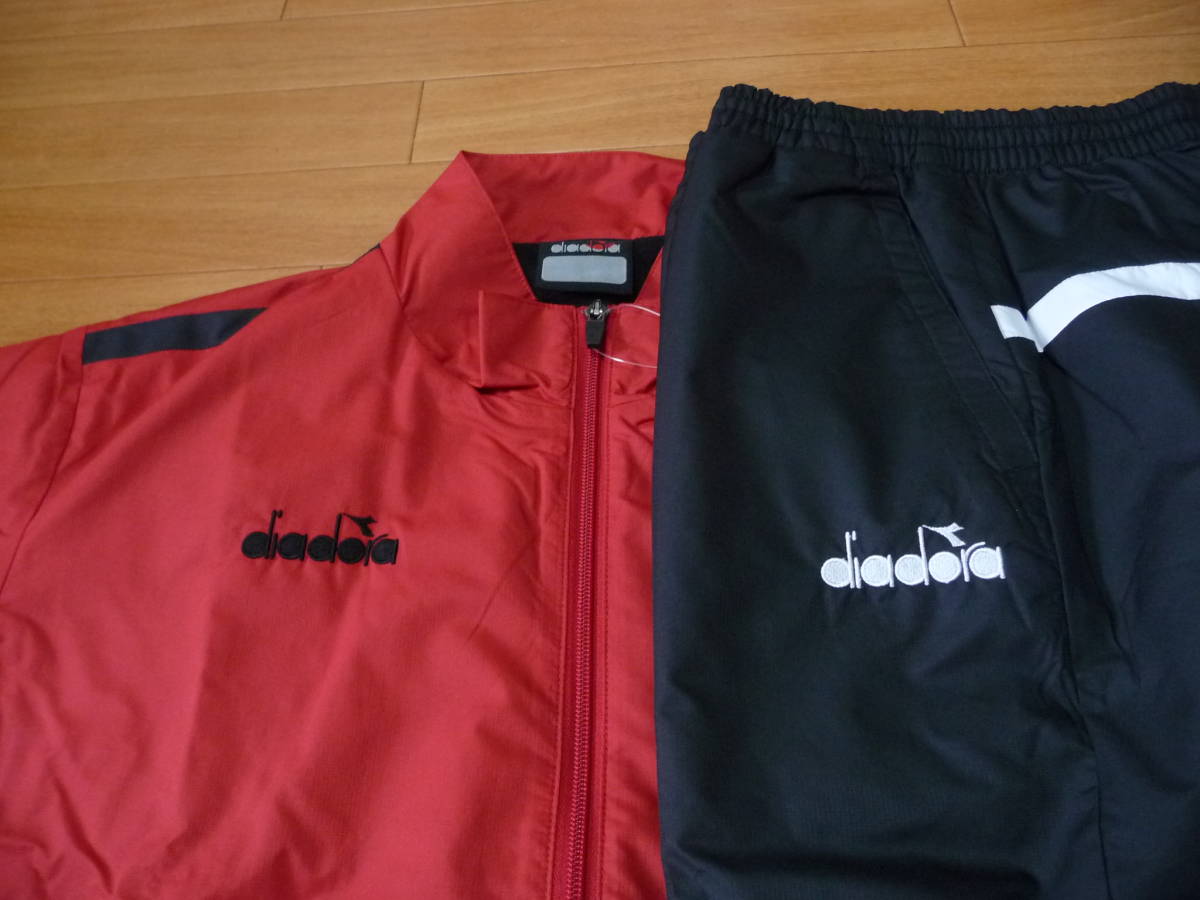 57%off- новый товар *DIADORA окно жакет * брюки верх и низ комплект *M/ красный * чёрный 