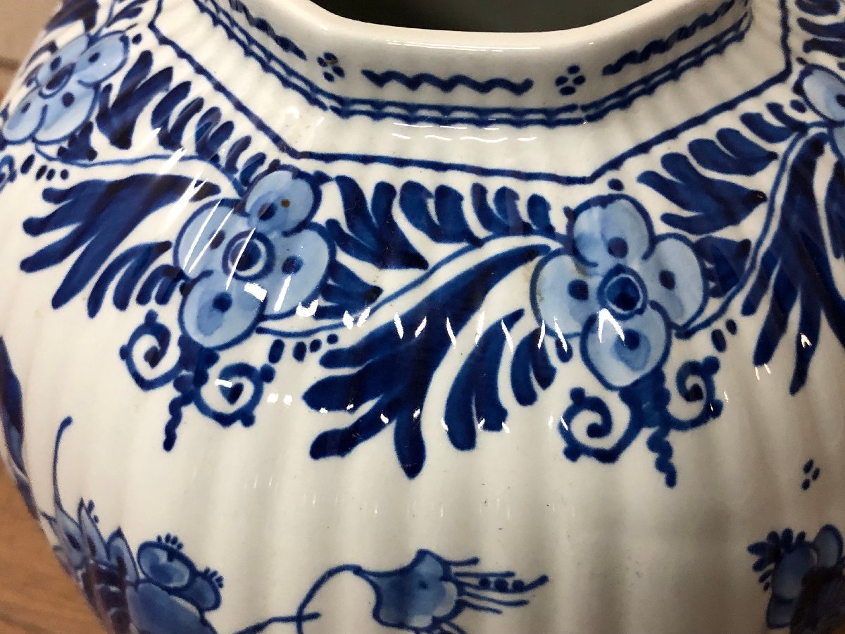 コーニンクレッカ 西洋陶磁 オランダ ロイヤルデルフト ブルーフラワー フラワーベース 花瓶 壷 飾り壺 陶器 オブジェ インテリアの画像5