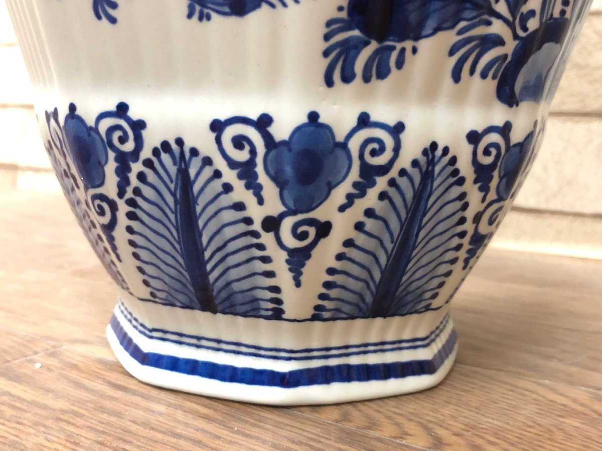 コーニンクレッカ 西洋陶磁 オランダ ロイヤルデルフト ブルーフラワー フラワーベース 花瓶 壷 飾り壺 陶器 オブジェ インテリアの画像7