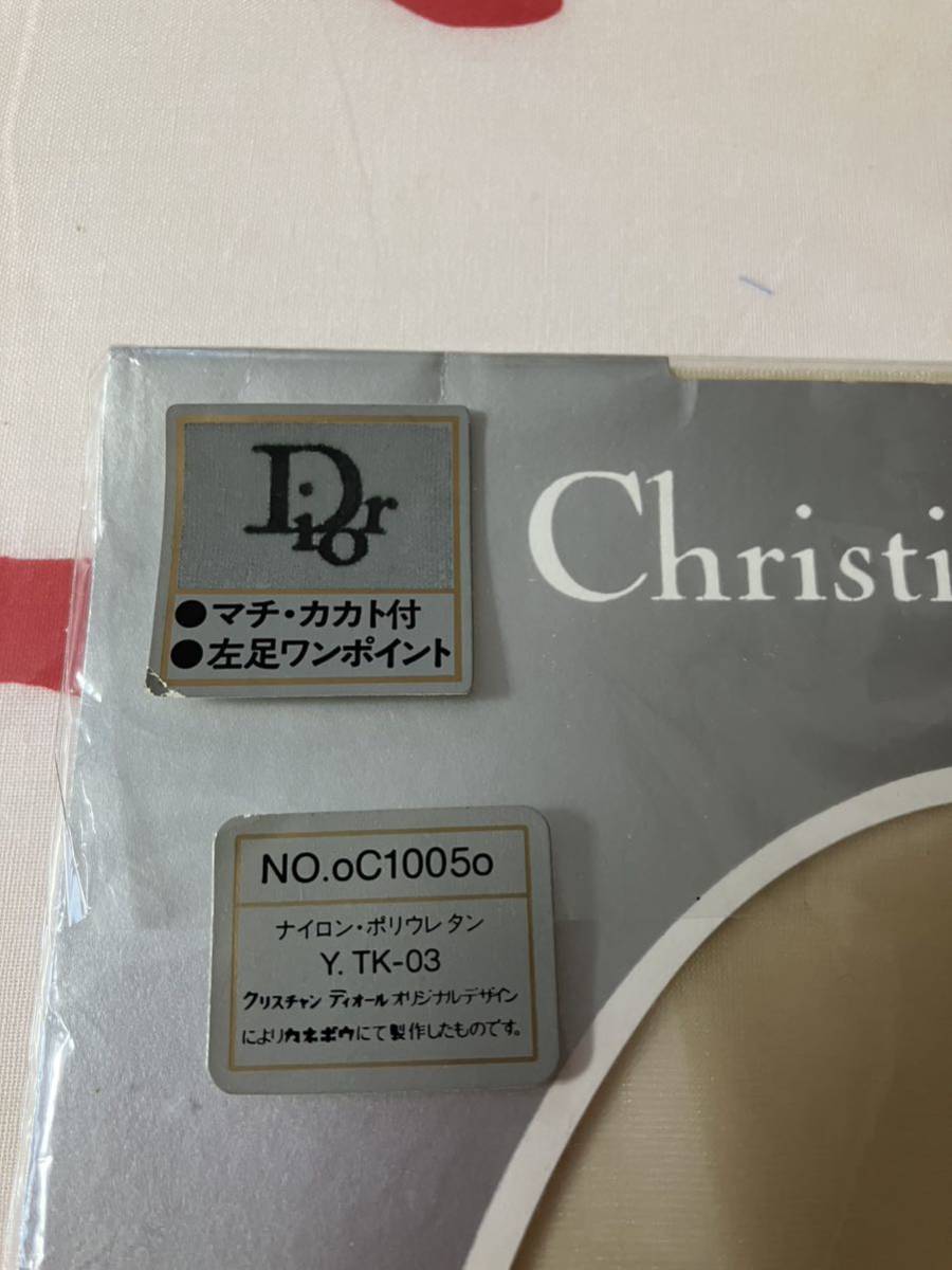 袋破れ Christian Dior oC1005o マチ カカト付 左足ワンポイント パンティストッキング M クリスチャンディオール アイボリー パンスト_画像2