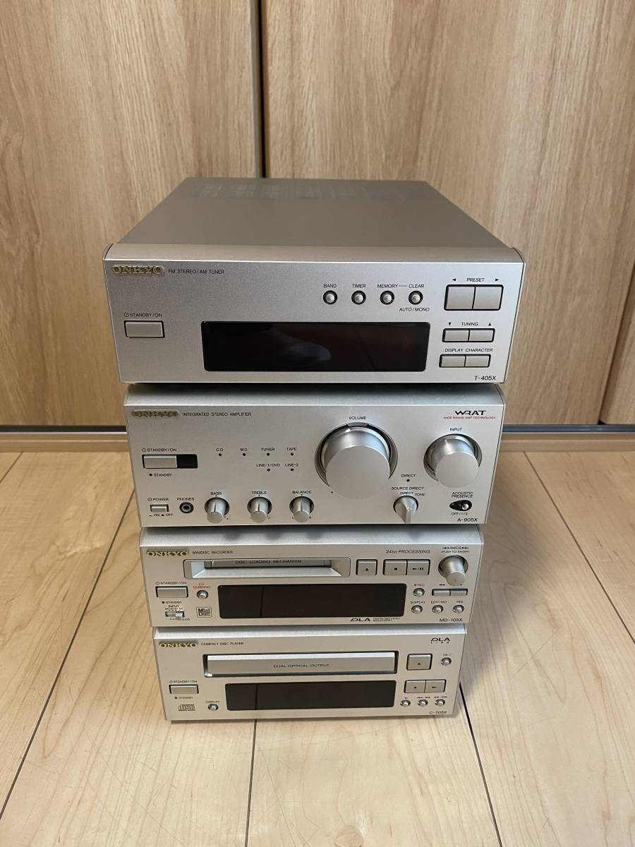 ONKYO　A-905X T-405X MD-105X C-705X　CD MDデッキセット　通電確認　中古現状_画像1