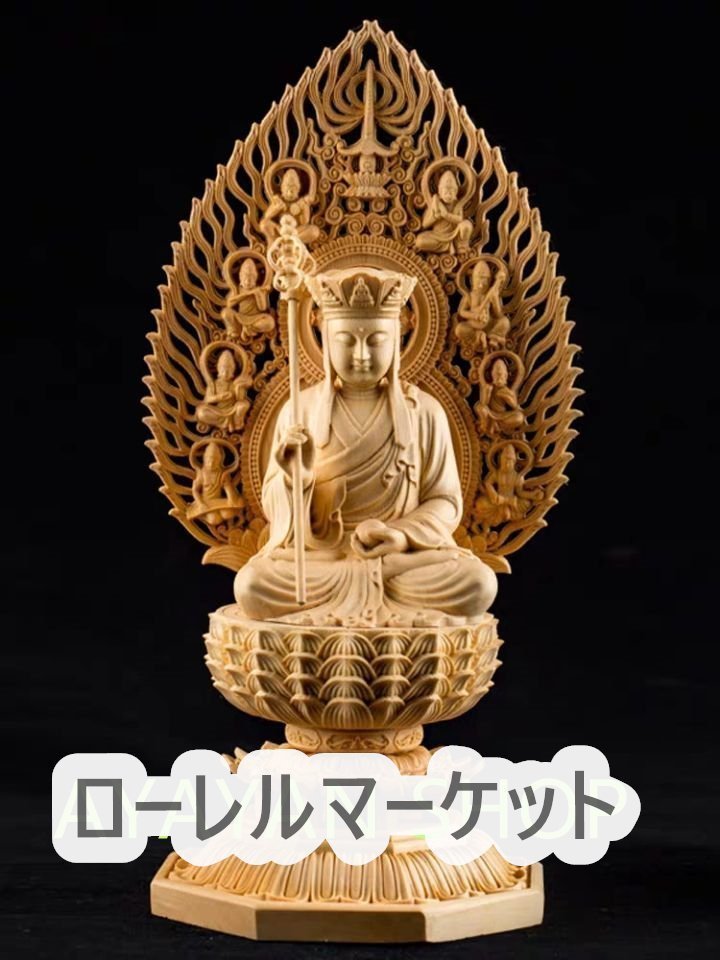 特価 美品☆極上地蔵菩薩 仏師で仕上げ 天然木檜材 一刀彫 彫刻 仏像