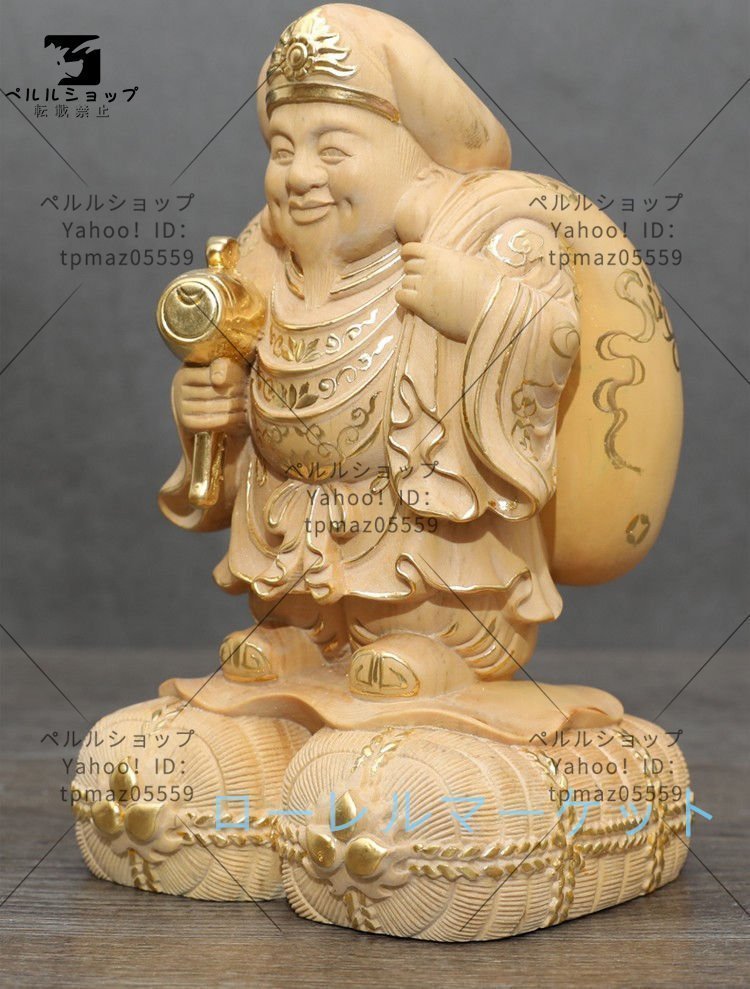 人気ブランド新作豊富 七福神 切金 本金 極上品 大黒天 高さ24cm 木彫