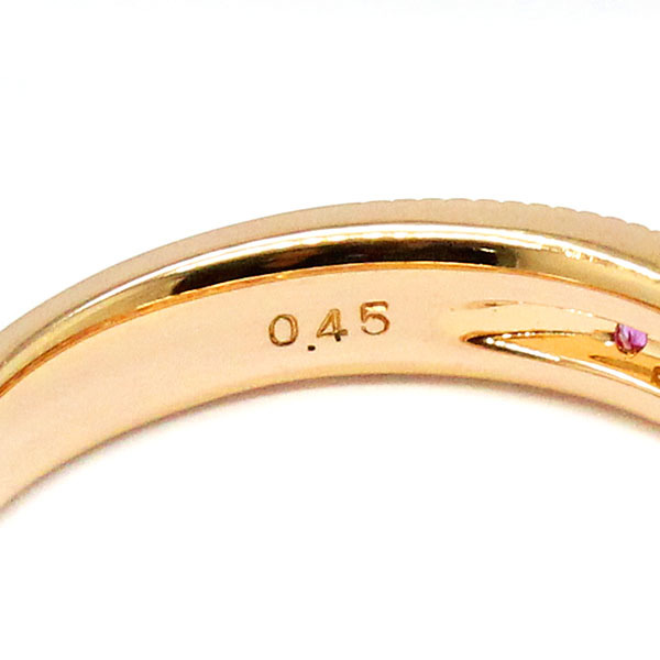 K18PG pink sapphire white sapphire ring S0.45ct 10 number pink gold 750 gem gift woman present birthstone 9 month 