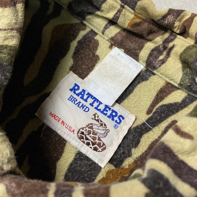 90年代 USA製 RATTLER ハンティングシャツ シャモアクロス カモフラ メンズXL相当_画像3