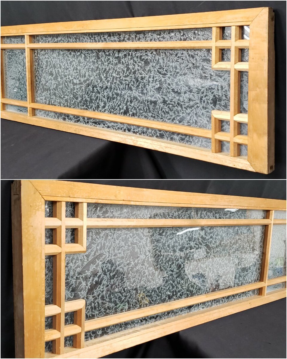 オンラインショップ 結霜ガラスの欄間W:166.5cm 大正~昭和初期時代建具古 H:29cm 建具