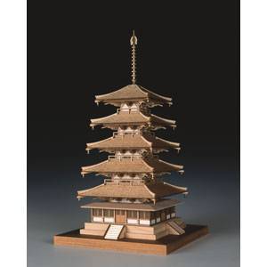 ウッディジョー 1/150 木製模型 法隆寺 五重の塔 木製組立キット_画像1