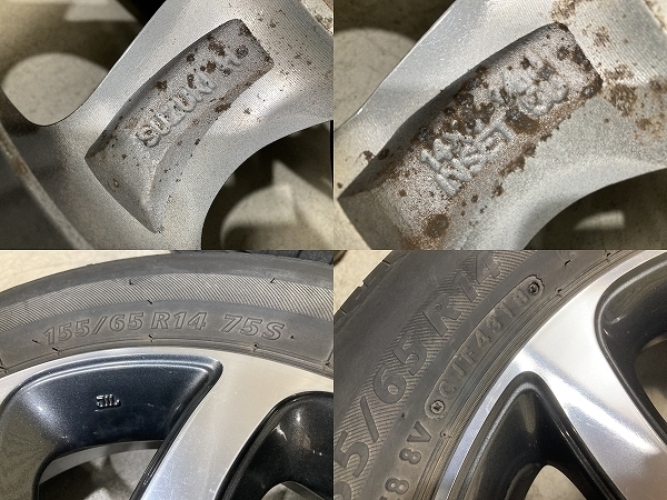 スズキ パレットSW 純正 14インチ 4.5J +50 PCD100 4H BRIDGESTONE NEXTRY ECOPIA 155/65R14 4本セット (YX1207)_画像6