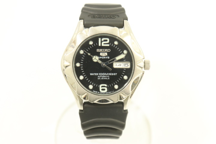 SEIKO メンズ腕時計 - メンズ腕時計 SEIKO - 黒 ブラック 銀 シルバー ロゴ 7S36-00M0【中古】