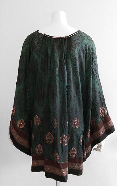 [ free shipping ]KAVITA BHARTIAka Be ta bar tia* beads & total pattern tunic blouse green group S silk . ethnic see-through *WX9