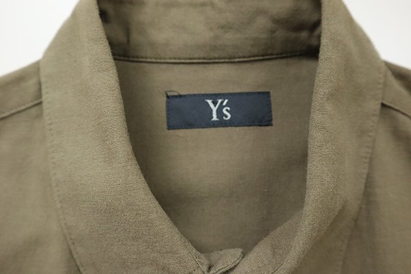 美品* Y's ワイズ ◆ 22-23AW コットンダンガリー ロングシャツ カーキ 2 (ユニセックス) オーバーサイズ ヨウジヤマモト ◆FR13_画像7